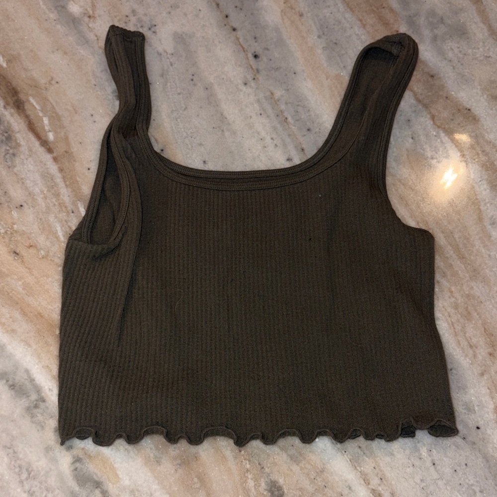 Aeropostale Dark Brown Ribbed Tank Top
